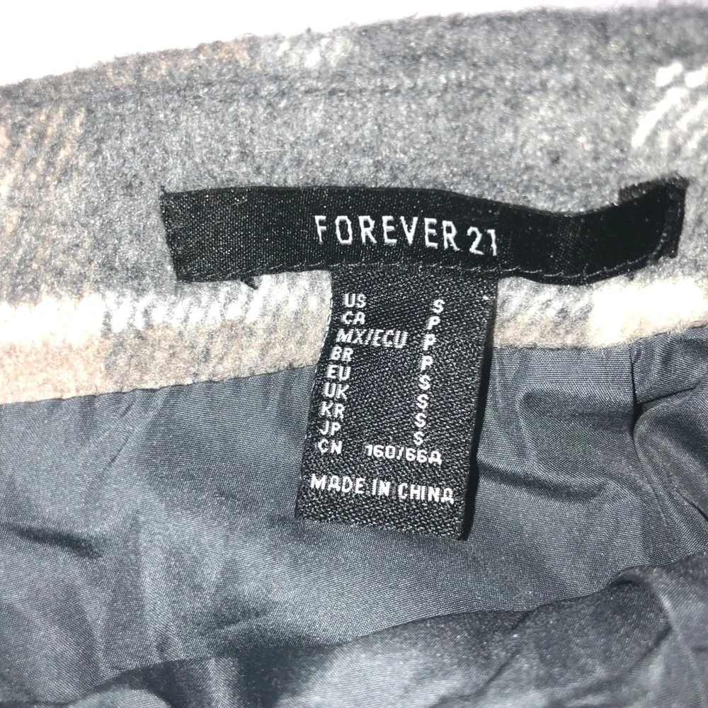 Forever 21 Plaid Wool Blend Skort Grey Brown Button Front Mini Skirt Shorts S - Picture 6 of 10